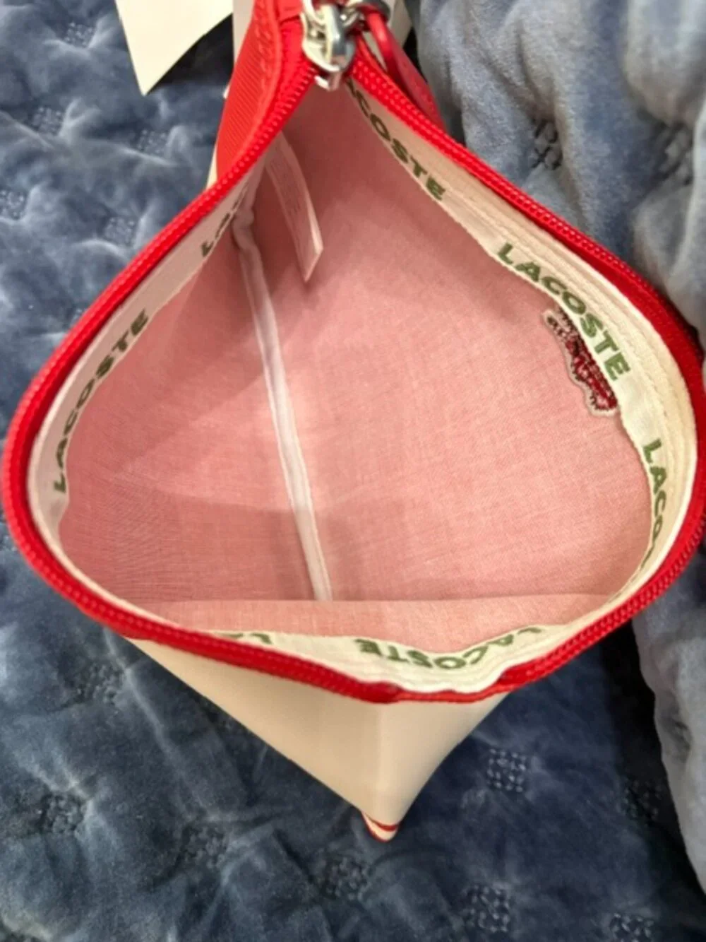 Lacoste Aurora red & white stripe shoulder bag with matching clutch